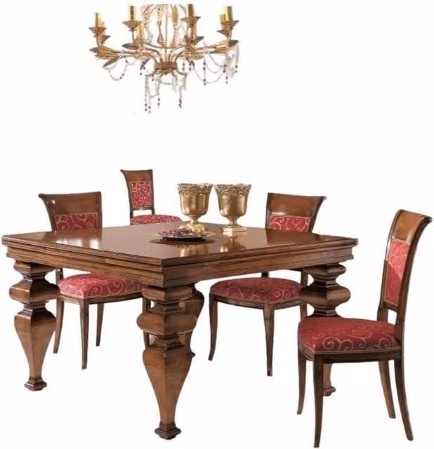 Tavolo quadrato allungabile classico in legno Mobili 2G colore marrone L: 128 cm, P: 128 cm, H: 78 cm