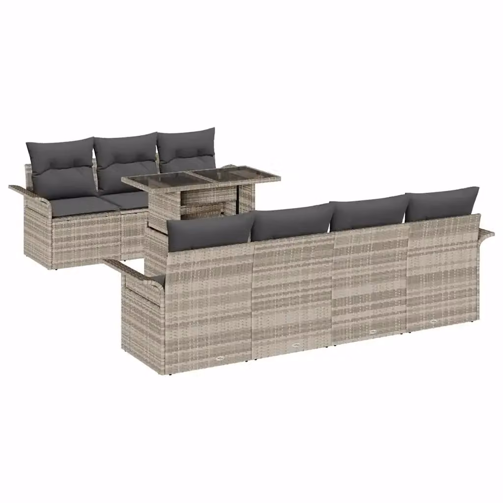 vidaXL Set Divano da Giardino 8 pz Grigio con Cuscini e Struttura in Acciaio Verniciato a Polvere – 2