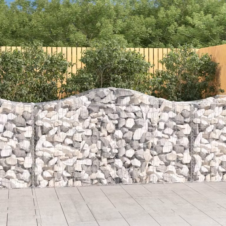 Set di 14 Cesti Gabbioni ad Arco vidaXL in Acciaio Zincato Grigio L: 200 cm, P: 50 cm, H: 100/120 cm
