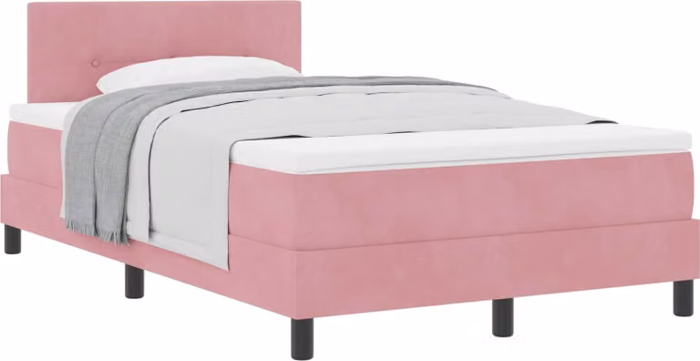 SYFAX™ Letto a molle con materasso Rosa 120 x 200 cm Velluto