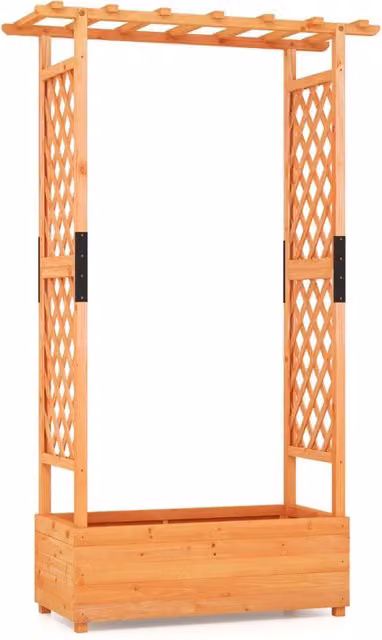 Fioriera rialzata con grigliato per piante rampicanti Design Mania, Arancione, L: 110 cm, P: 44 cm, H: 182 cm – 1