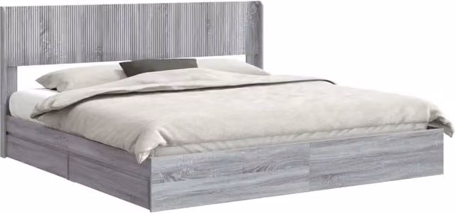 Letto matrimoniale | Letto per adulti | Struttura del letto con stoccaggio e testata Sonoma grigio