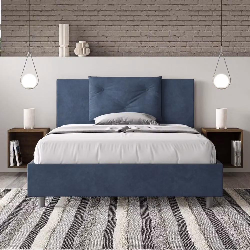 Letto Matrimoniale con Contenitore e Rete a Alzata Giordanoshop Blu L/P/H: 200 x 200 x 110 cm – 2