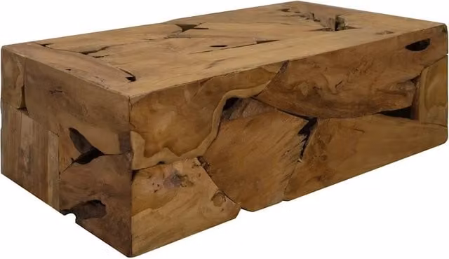 Tavolino da Caffè in Autentico Legno di Teak 90x50x30cm Marrone