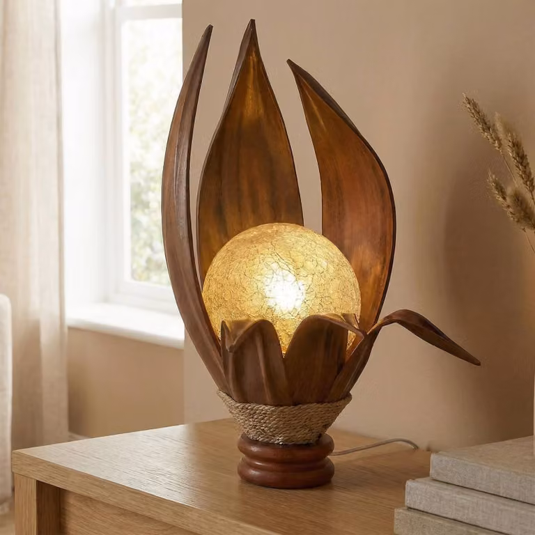 Woru Lampada da tavolo Karima, Legno scuro, Soggiorno / Sala da pranzo, Legno, Design, Lampada da tavolo