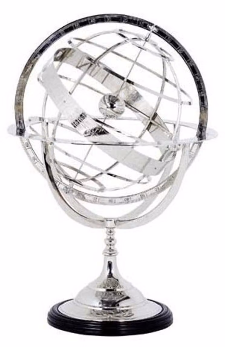 Casa Padrino: Globo in stile Art Déco, finitura in nichel, colore argento, altezza 29 cm - Elegante decorazione da tavolo