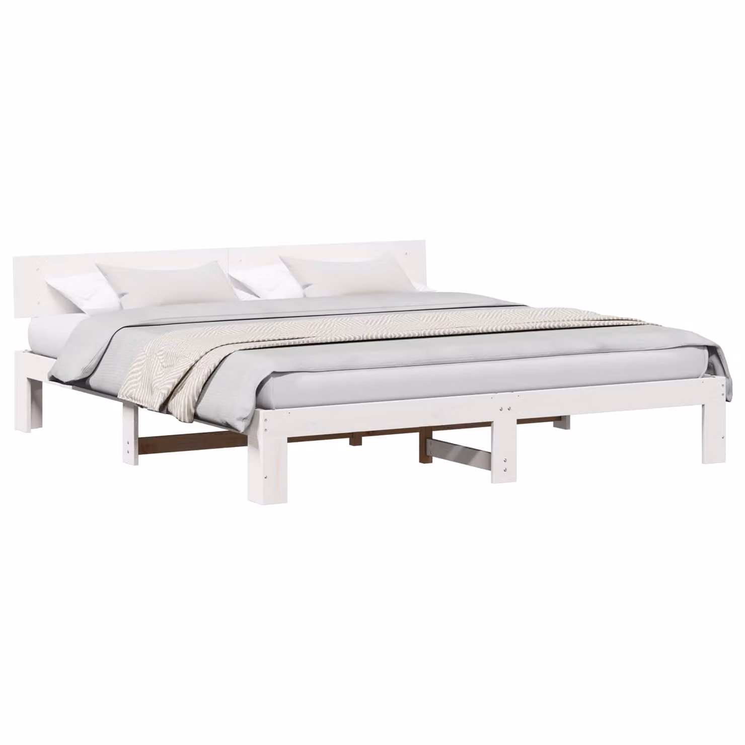 Struttura del letto moderna vidaXL in pino massello bianco L 180 x P 200 cm
