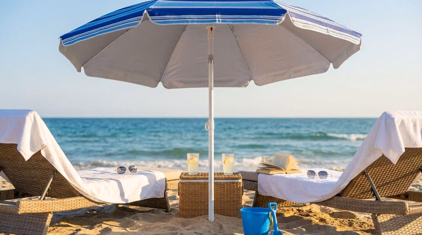 Milani Home - ombrellone da spiaggia diametro 2 m con palo centrale in acciaio, poliestere multicolor, UV, inclinabile, per mare, piscina e campeggio