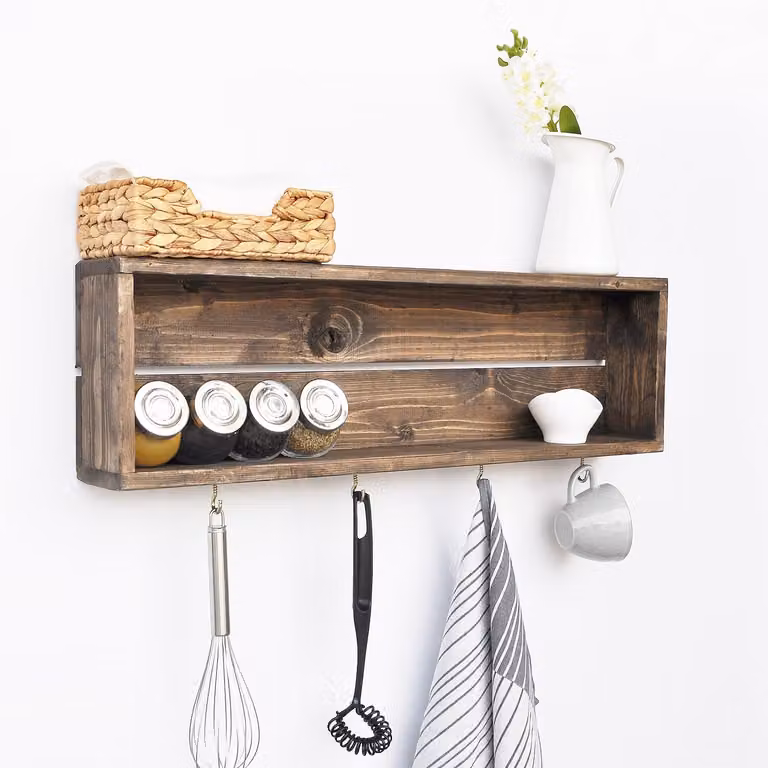 Skye Decor, ripiano da cucina in legno di abete al 100%, finitura noce, 70 cm | Realizzato interamente a mano