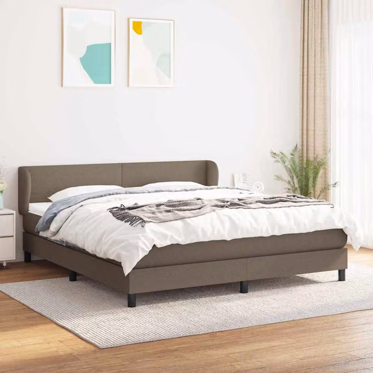 vidaXL Letto Ibrido con Giroletto a Molle e Materasso in Tessuto, L/P/H: 183 x 203 x 88 cm
