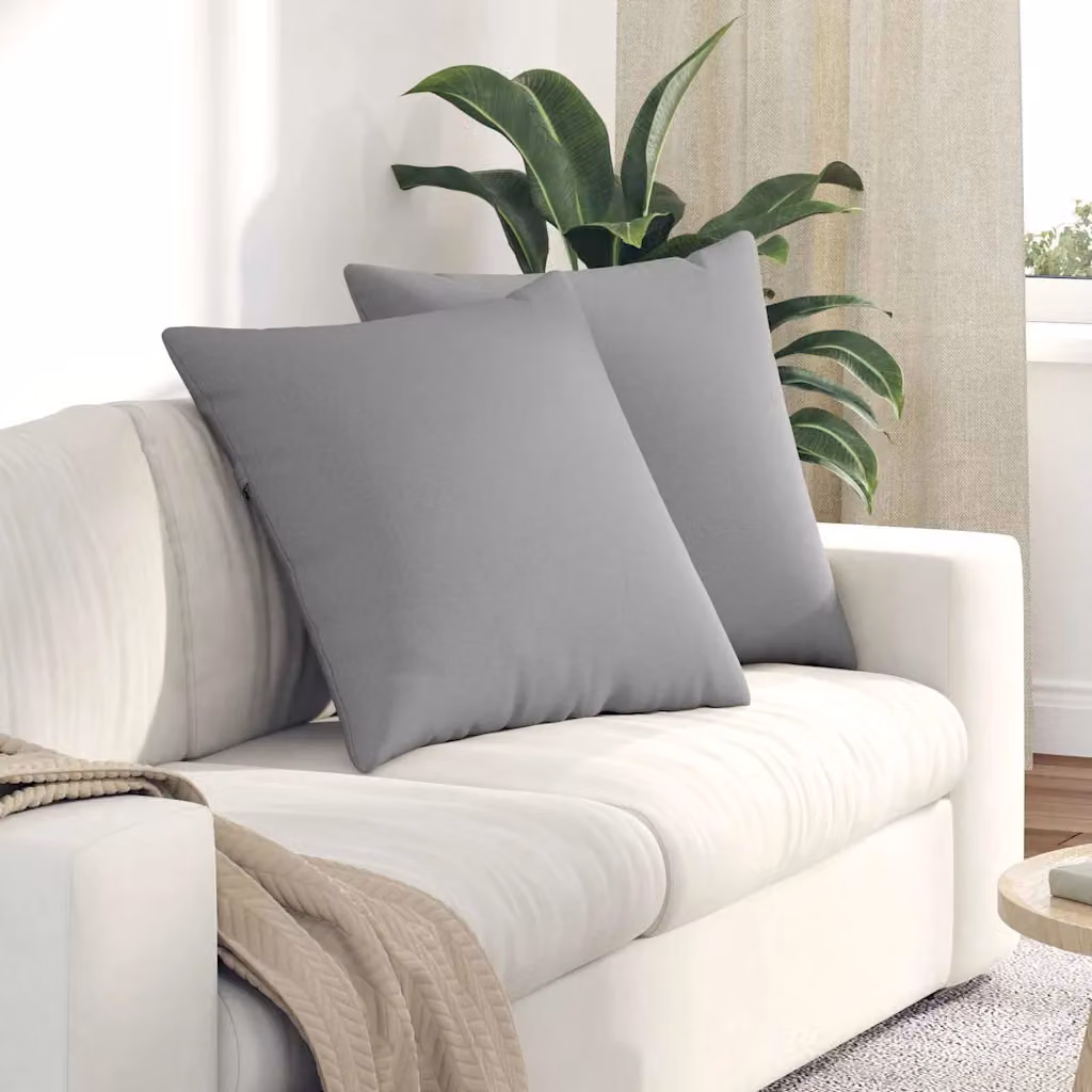 Set di 2 cuscini da divano vidaXL in tessuto grigio, forma quadrata, L 60 x P 60 cm