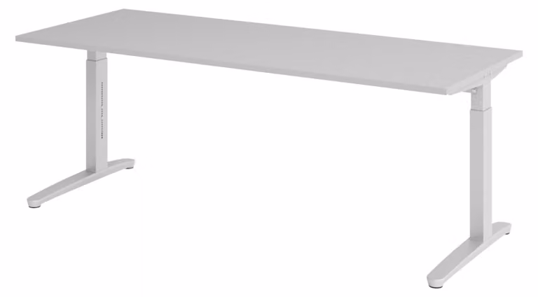 Scrivania della serie bümö XB - Struttura: Argento, Finitura: Grigio, Dimensioni: 200 x 80 cm
