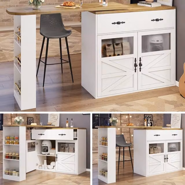 Tavolo Bar Allungabile con Vano Contenitore ¨C MINIMAL ¨C Bianco, 138-204x39x104 cm