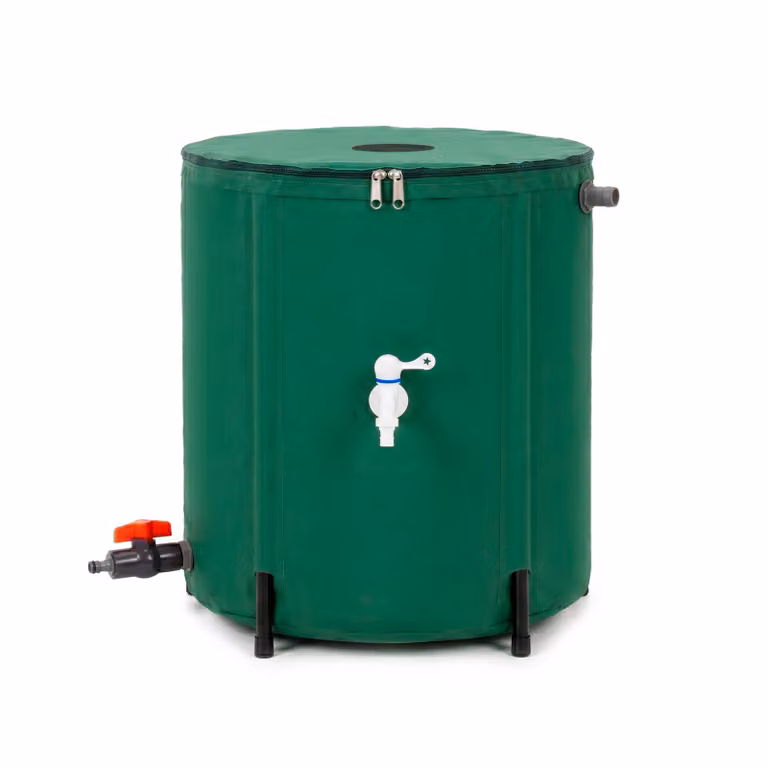 Springos® Regentonne pieghevole da 100 litri per la raccolta dell'acqua piovana, con rubinetto e contenitore di raccolta