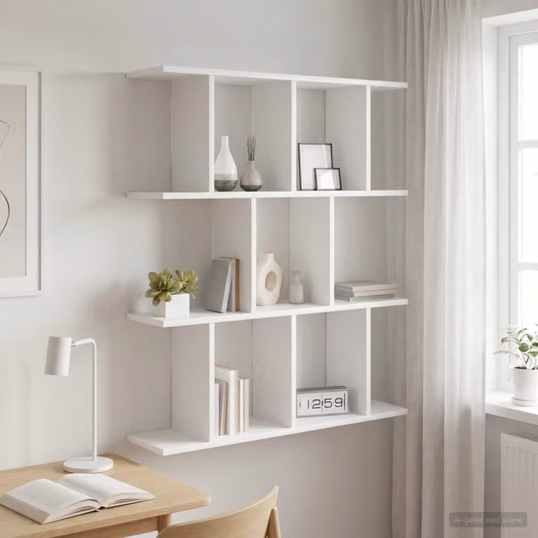 Scaffale da parete moderno vidaXL Bianco in MDF L: 80 cm, P: 20 cm, H: 96 cm
