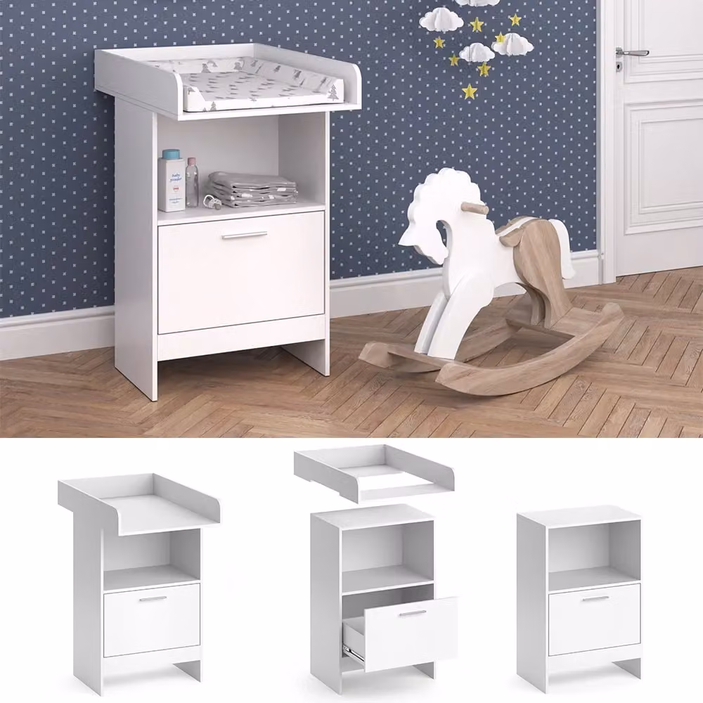 Fasciatoio Leo Vicco Bianco con cassetto L: 60 cm, P: 88 cm, H: 103 cm – 2