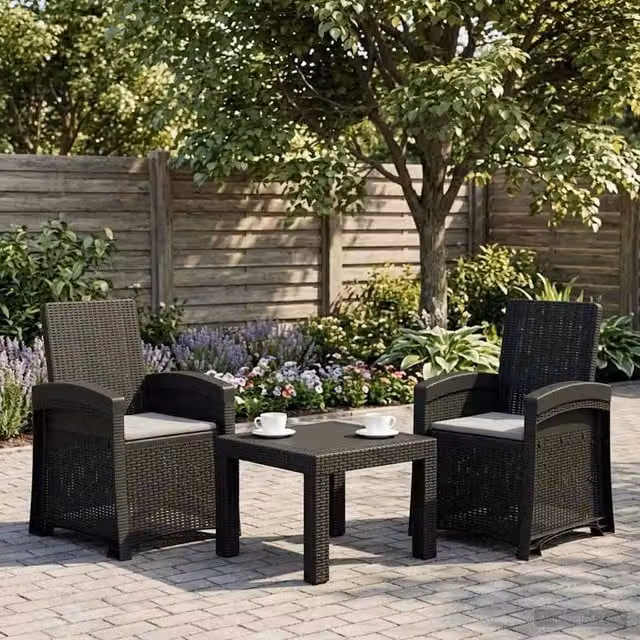 Sedia da giardino reclinabile effetto rattan 2 pz PP 8012019
