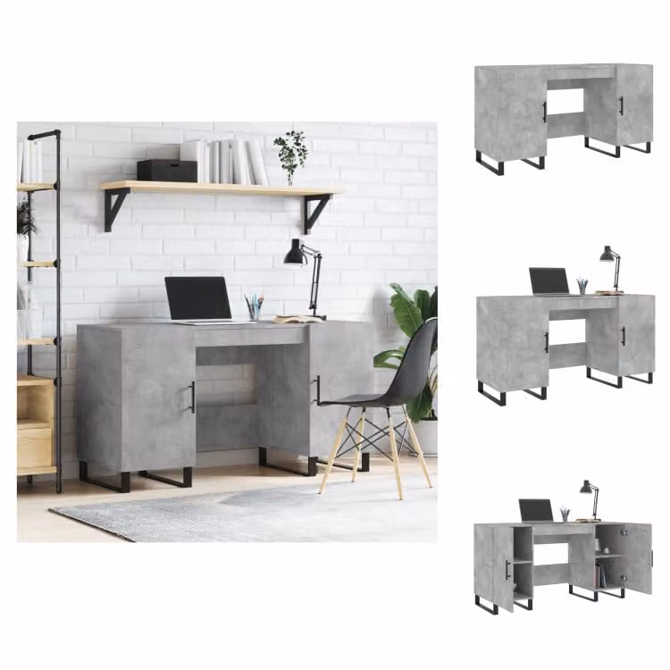 vidaXL Scrivania grigio cemento 140x50x75 cm in legno - Scrivanie