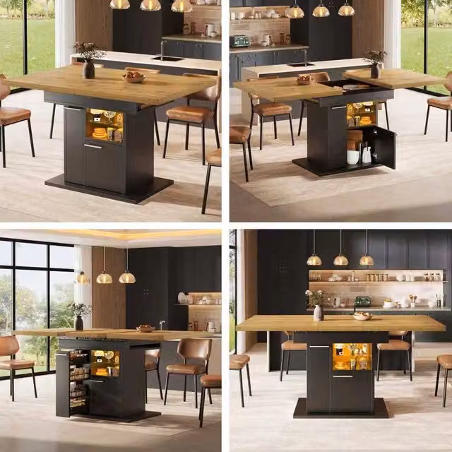 Tavolo da pranzo allungabile ¨C Minimal ¨C Effetto moderno, piano in vetro, salvaspazio, per 4-6 persone