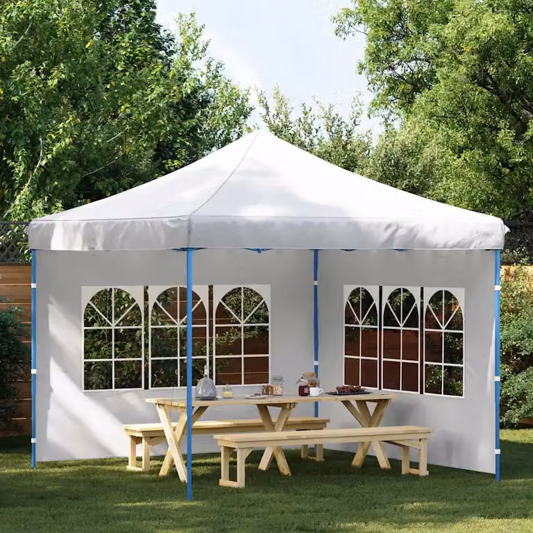 Set di 2 pareti per tendostruttura vidaXL in poliestere con finestra, colore bianco, L 300 cm x H 195 cm