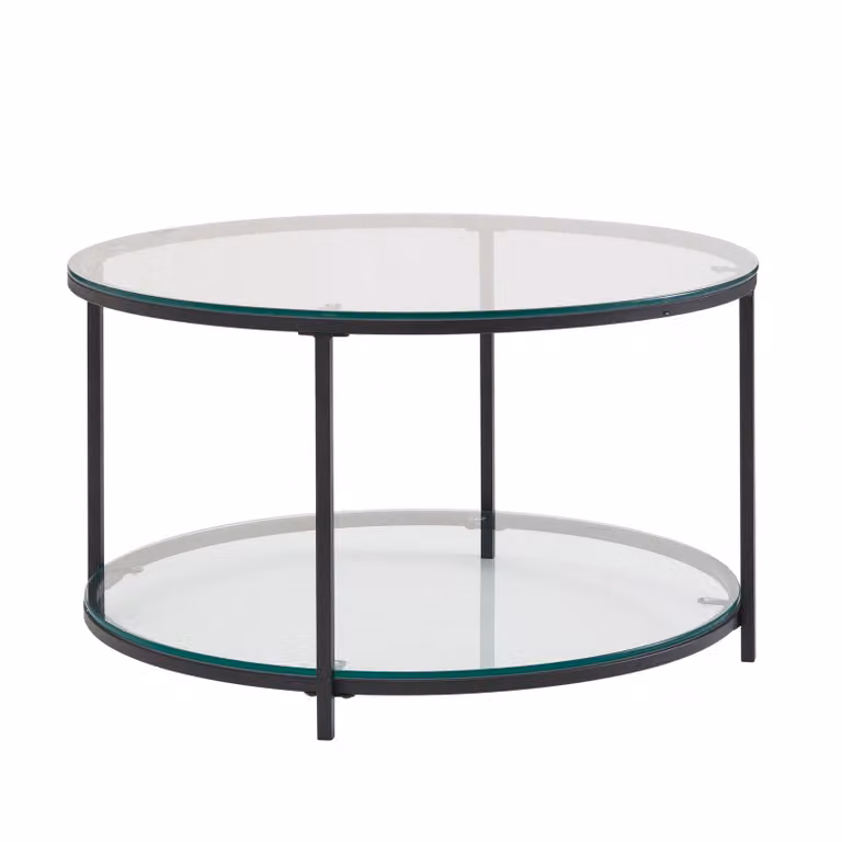 Tavolino 80x80x45 cm vetro / metallo tavolo da soggiorno rotondo moderno | Wohnling