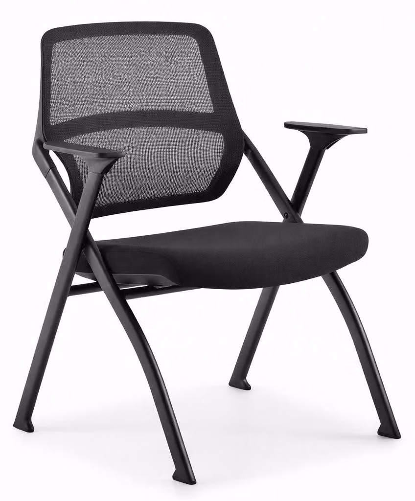 Moderna sedia da seminario con schienale ergonomico in rete e braccioli