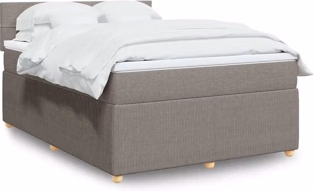 Letto con Giroletto a Molle e Materasso Ibrido vidaXL in Tessuto Beige e Grigio L/P: 160 x 200 cm