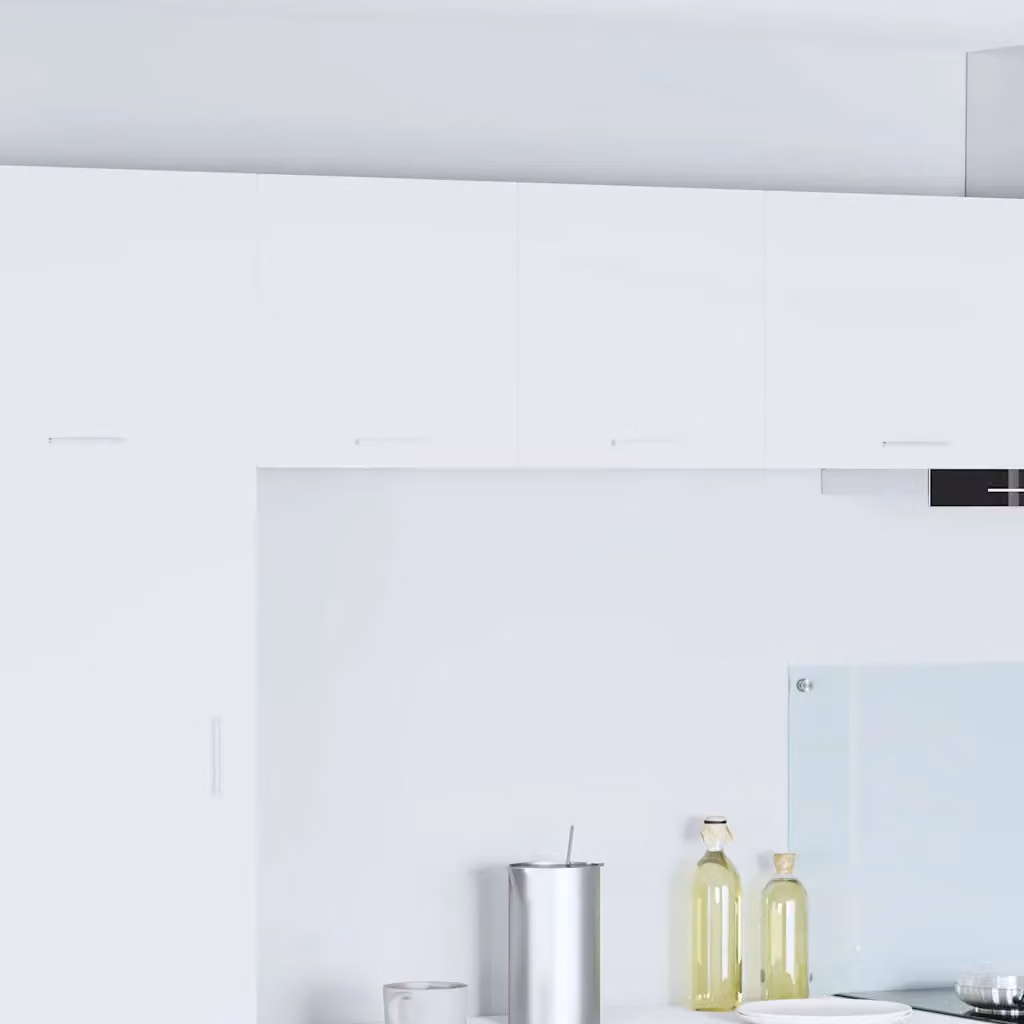 Set di 2 armadi pensili da cucina vidaXL in MDF bianco opaco con ante a battente