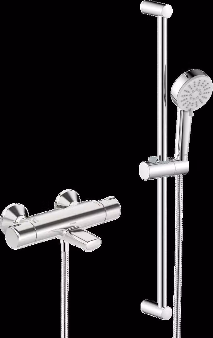 HANSA HANSABASIC Mitigeur de bain et de douche avec garniture de barre de douche, chromé, 55162131, 55162131