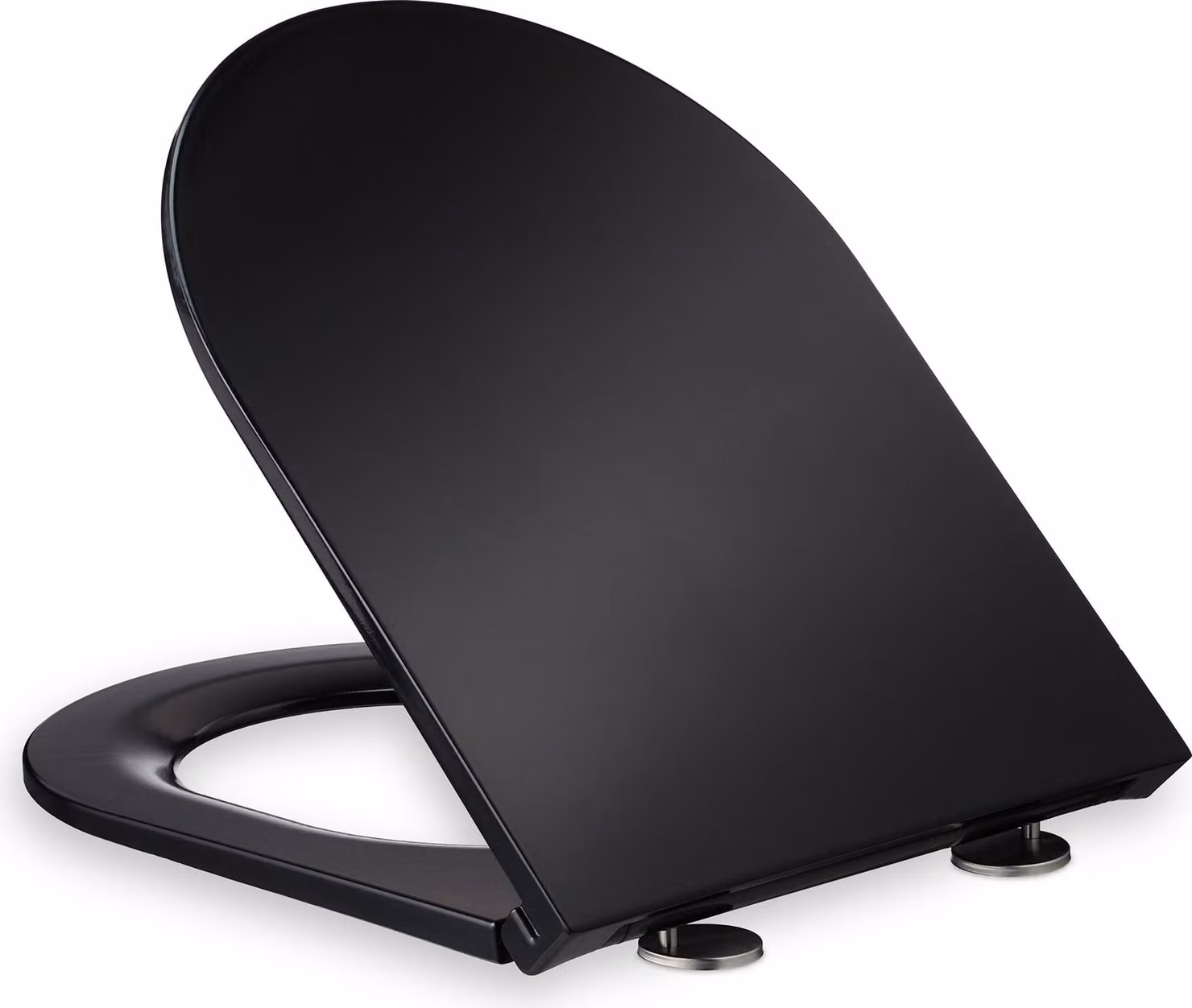 Coperchio per WC Relaxdays con chiusura ammortizzata e sistema Quick Release, 36 x 45 cm, Duroplast, montaggio dall'alto, forma a D, nero