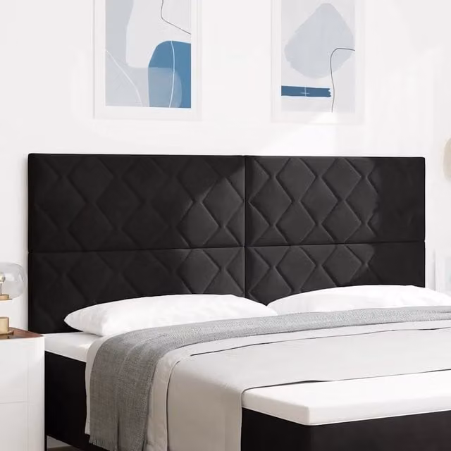Testiera per letto con illuminazione LED vidaXL in velluto nero, larghezza: 200 cm – 1