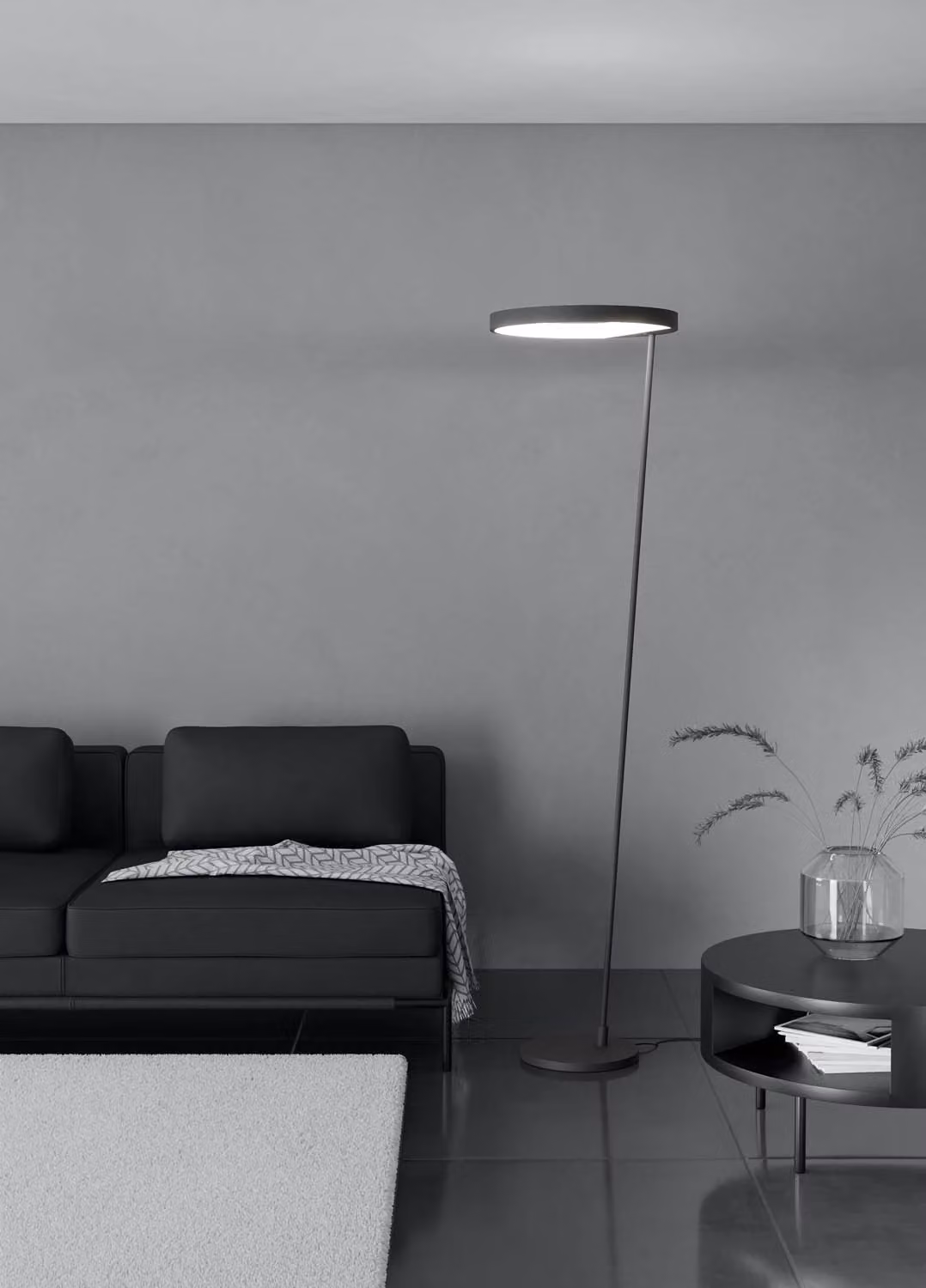 Lampada da terra a LED - H 178 cm - Nero - Alluminio - Plastica - Metallo - Dimmerabile