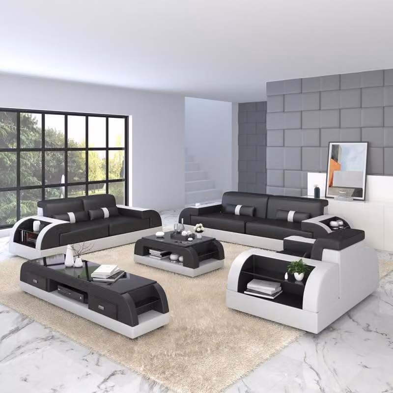 Sofagarnitur 3+2+1 Couch Polster Sitz Polster Garnitur Leder Design Sofas