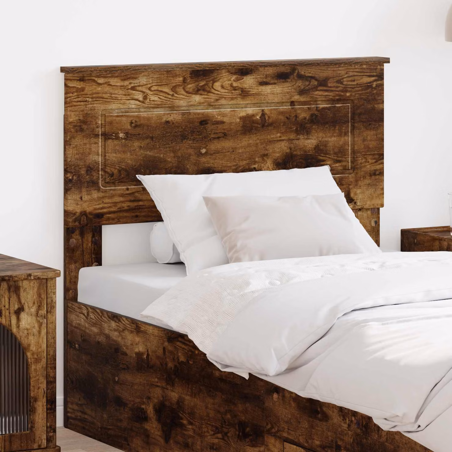 Testiera per letto moderna vidaXL in legno ingegnerizzato rovere fumé marrone
