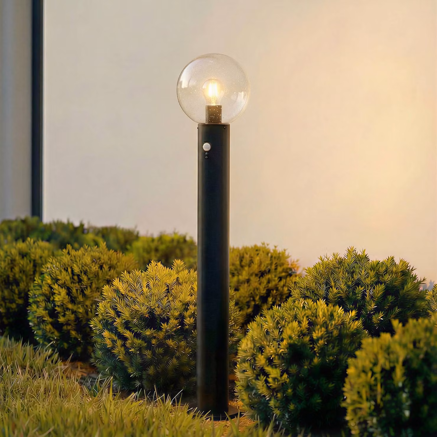 Lindby Lampione Dangan, trasparente, 90 cm, vetro, sensore Lindby, dimmerabile, Vetro, Moderno