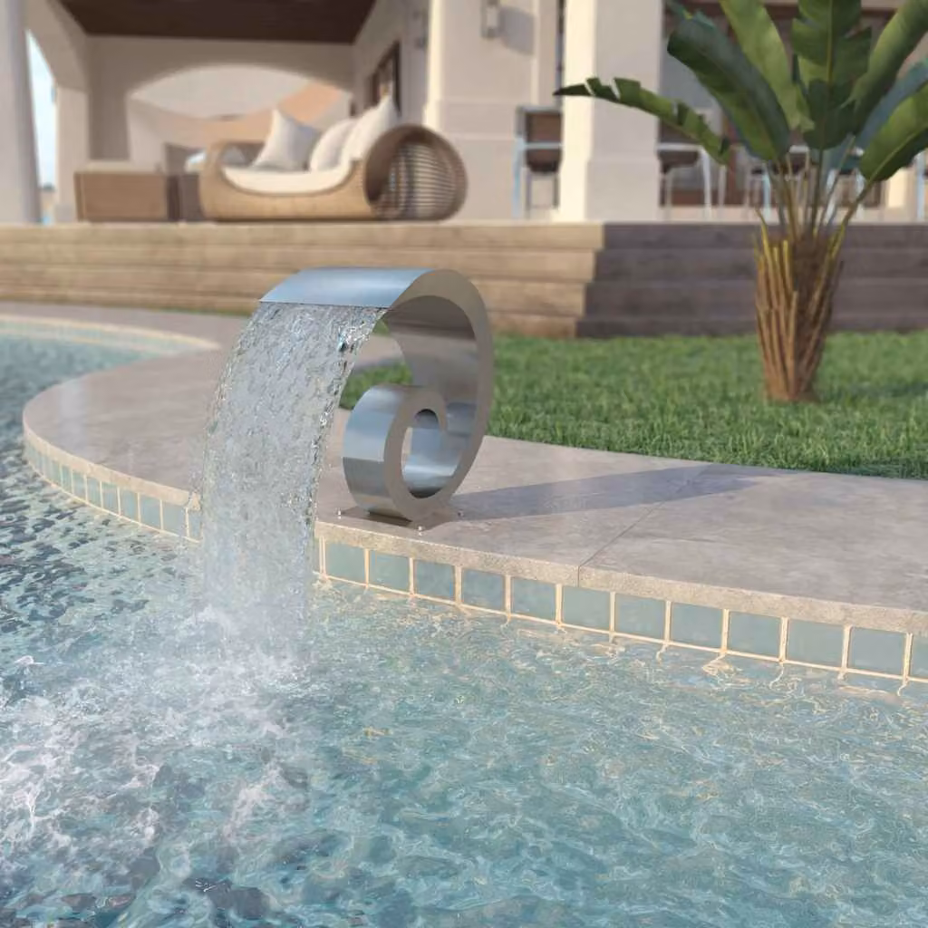 vidaXL Fontana per Piscina in Acciaio Inossidabile e PVC, Argento, L 50 cm x P 30 cm x H 53 cm – 1