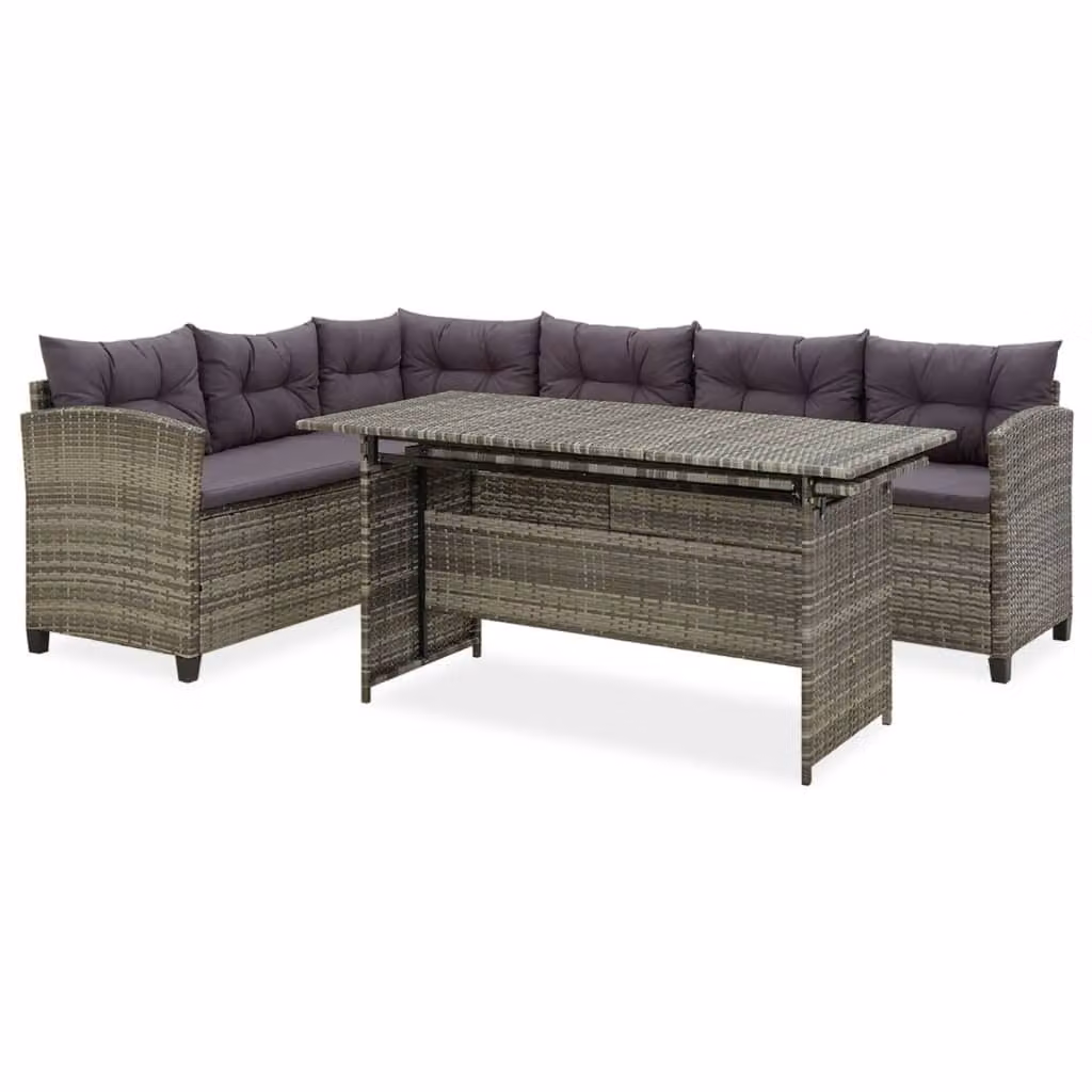Maison Exclusive - Set da giardino a 2 pezzi con cuscini in polyrattan grigio