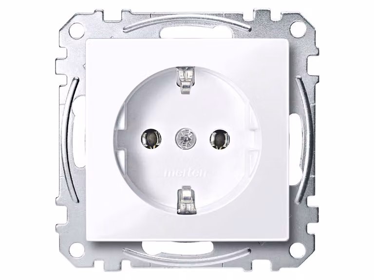 Merten MEG2301-0325, Tipo di presa: CEE 7/3, Tipi di spina supportati: CEE 7/4, Colore del prodotto: Bianco, Materiale: Thermopla