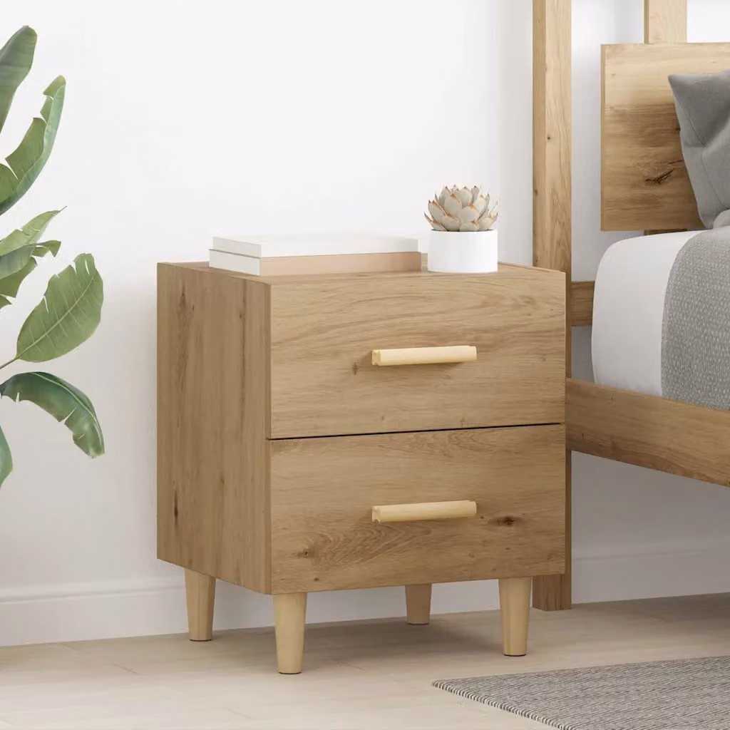 Set di 2 armadietti per letto vidaXL in legno color rovere, L 40 cm x P 35 cm x H 47.5 cm