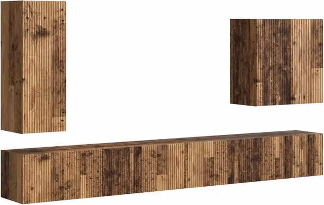 Set di Mobiletto da TV a Parete 6 pz | Armadietto TV | Mobile Porta TV Legno vecchio