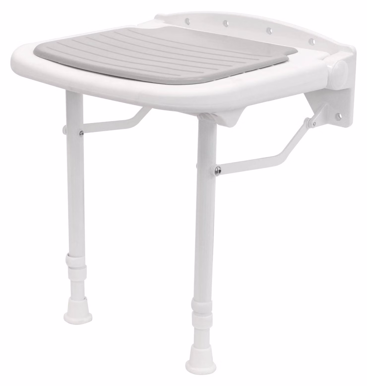 Sgabello da doccia pieghevole, imbottito, con altezza regolabile, dimensioni 380x370 mm