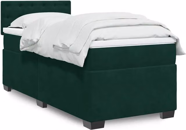 Letto con Giroletto a Molle e Materasso vidaXL in Velluto Verde Scuro, L: 80 cm, P: 200 cm