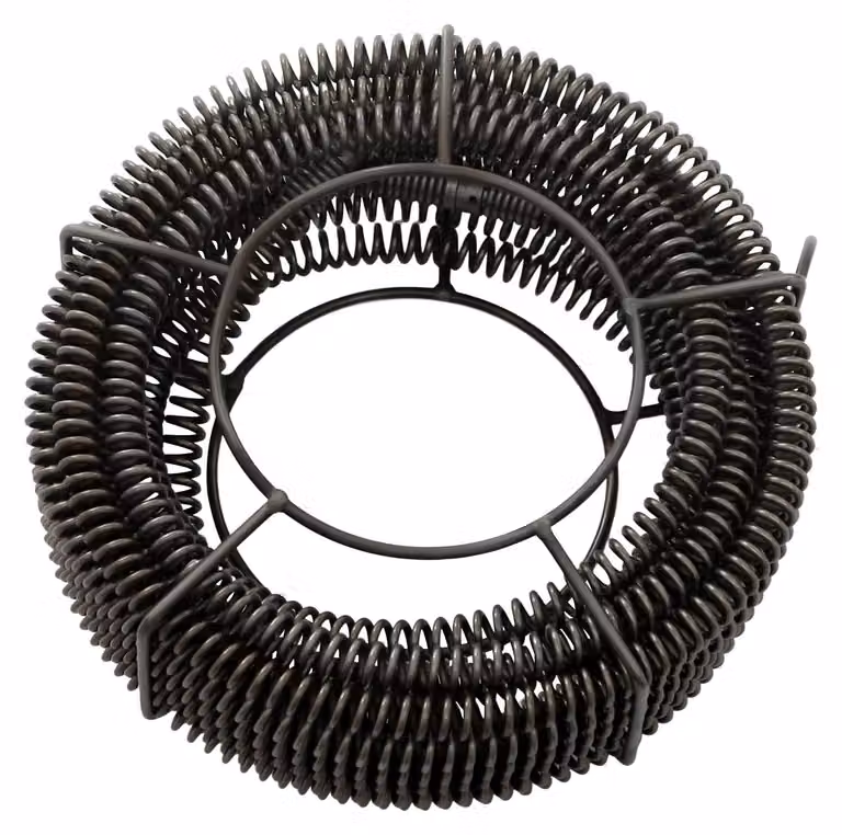 Set di spirali per la pulizia dei tubi - Dispositivo per la pulizia degli scarichi - Acciaio al manganese, 14 m, 22 mm - Adatto per tubi da 5–20 cm - Con supporto per la conservazione - Grigio