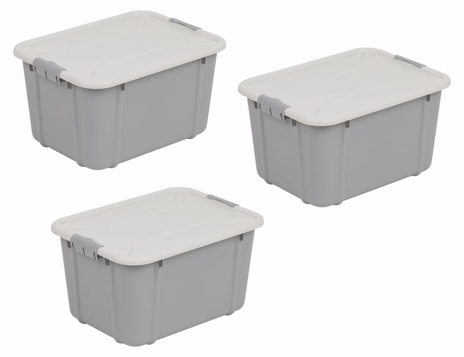 Contenitore di stoccaggio da 16 litri, set da 3, color grigio chiaro, in plastica, per la cucina