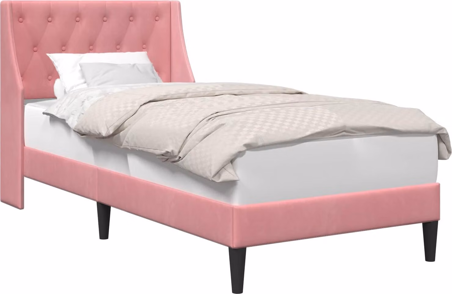 Struttura del letto con testiera Rosa 100 x 200 cm Velluto