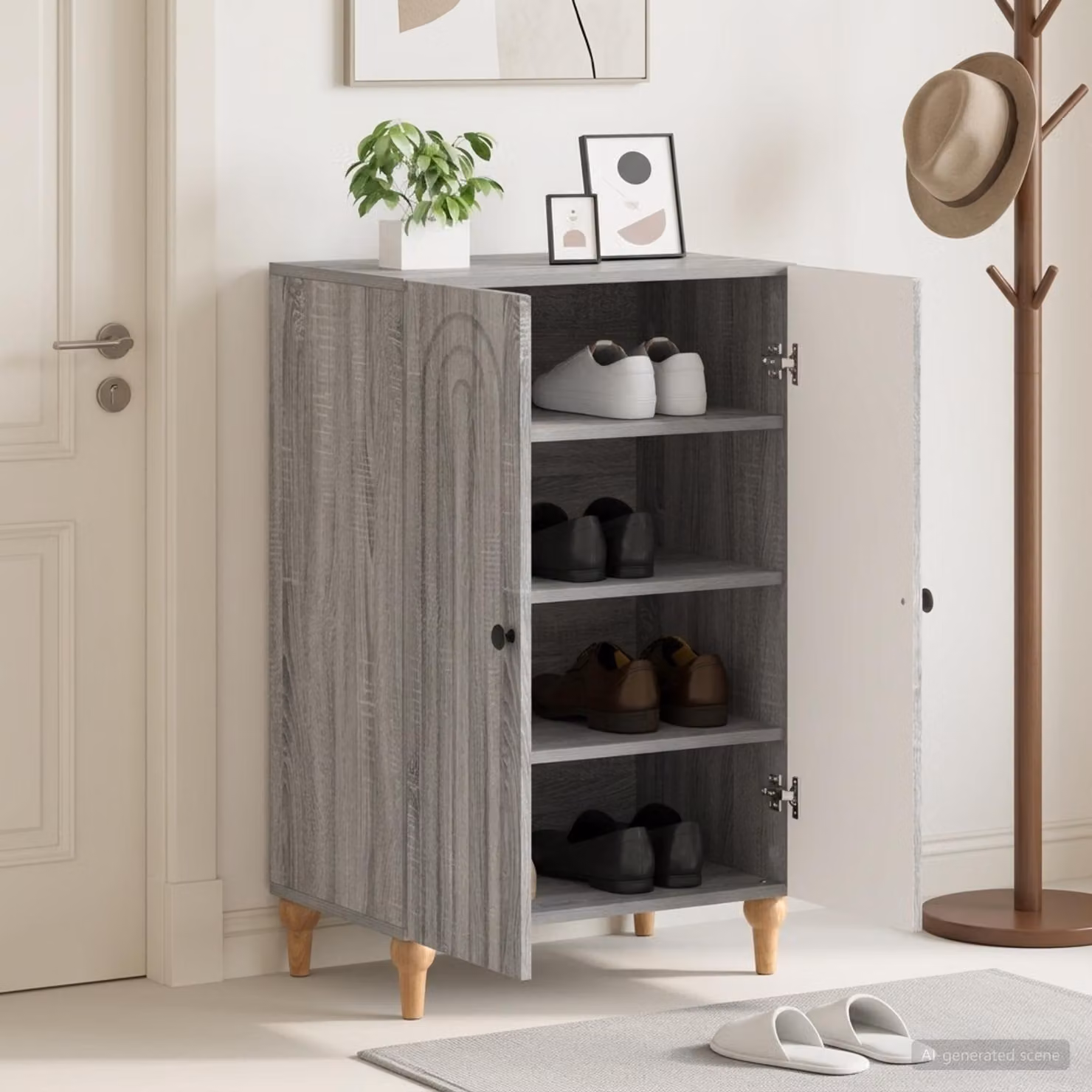 Mobile porta scarpe vidaXL ALKMAAR grigio e nero L: 59,5 cm, P: 39,5 cm, H: 90 cm