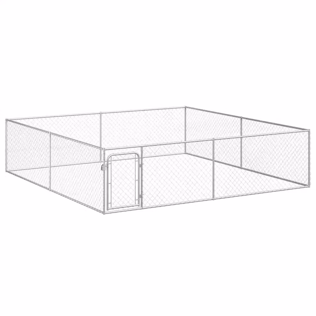Canile da esterno Videx in acciaio zincato color argento L/P/H: 4 x 4 x 1 m – 2