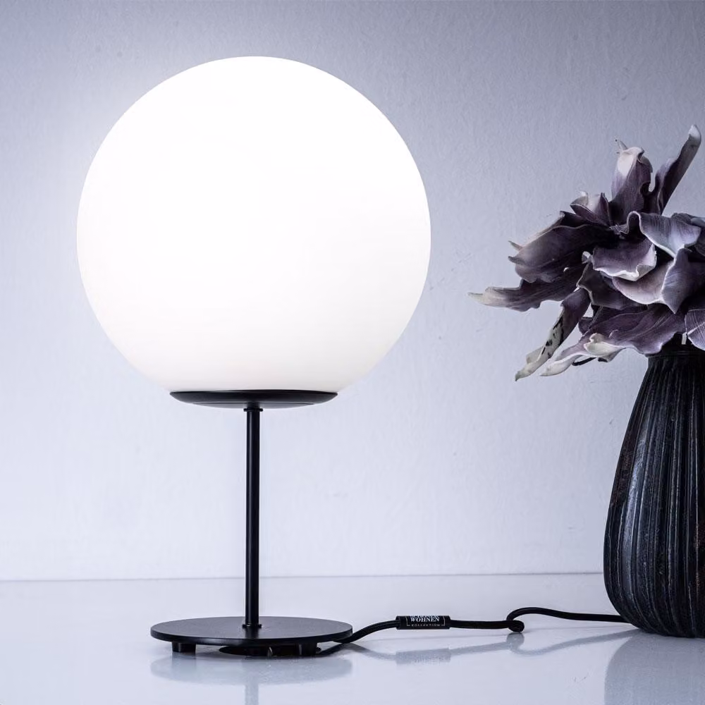 Lampada da tavolo a LED, in metallo e vetro, altezza 41,5 cm