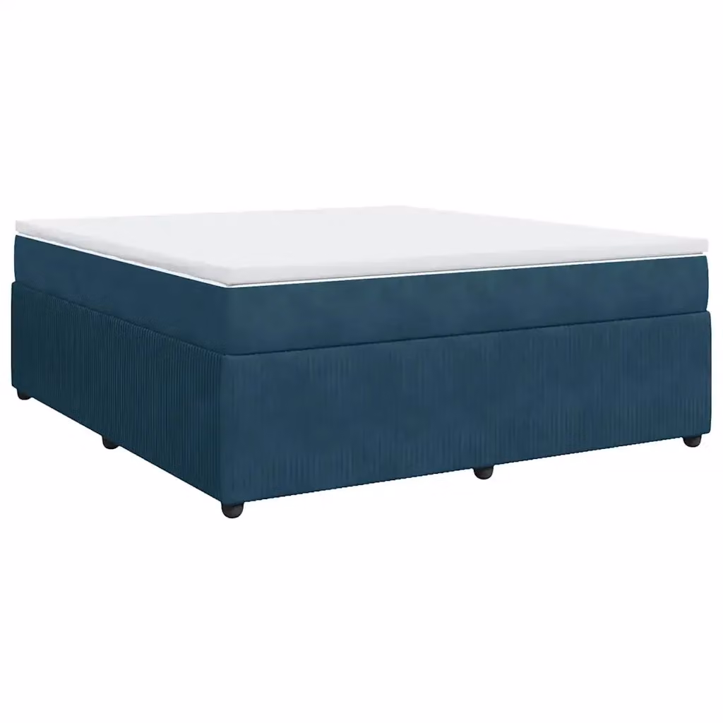 Letto Ibrido vidaXL con Giroletto a Molle e Materasso in Velluto Blu e Bianco L/P: 180 x 200 cm – 2