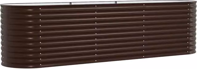 Fioriera rialzata moderna HELLOSHOP26 in acciaio color marrone, ideale per orto o giardino ornamentale, L: 320 cm, P: 80 cm, H: 81 cm